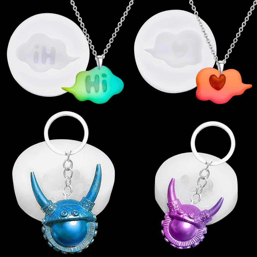 Set de 4 matrite pentru brelocuri/pandative Koonafy, silicon, alb