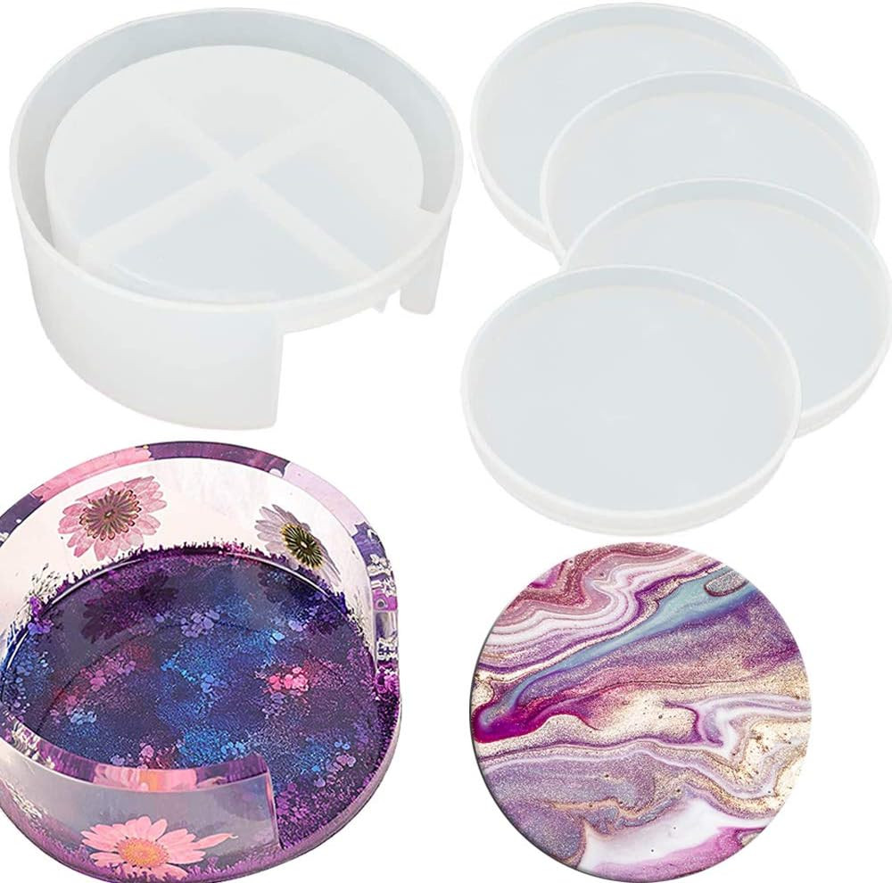 Set de 4 matrite pentru rasina epoxidica HOSOTO, silicon, alb