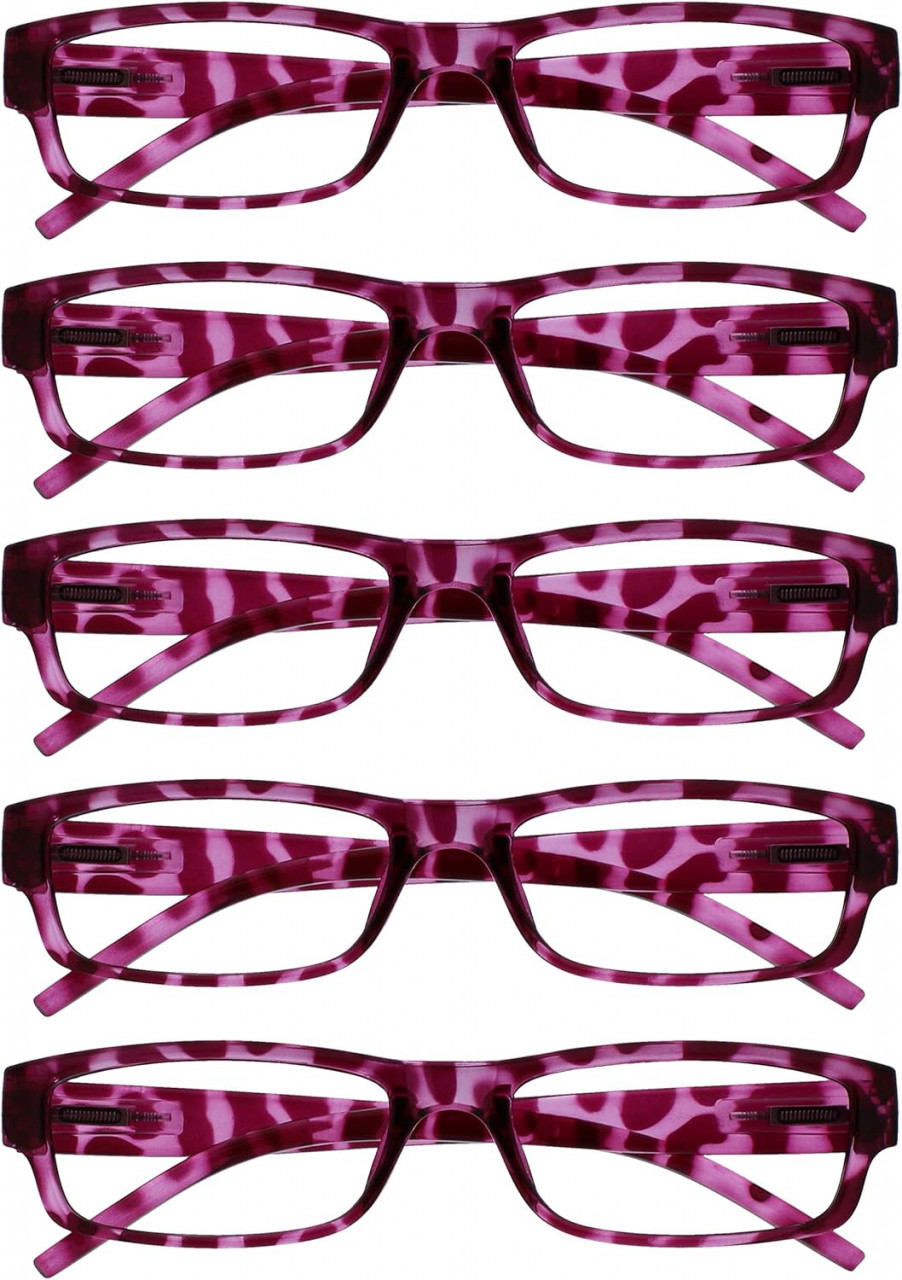 Set de 5 perechi de ochelari de vedere Opulize, roz, marimea +3.5