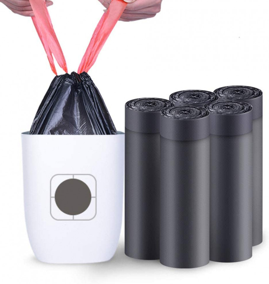 Set de 5 role cu saci pentru gunoi AeeYui, plastic, negru, 20 L, 40 X 50 cm Accesorii pentru casă 2023-09-28