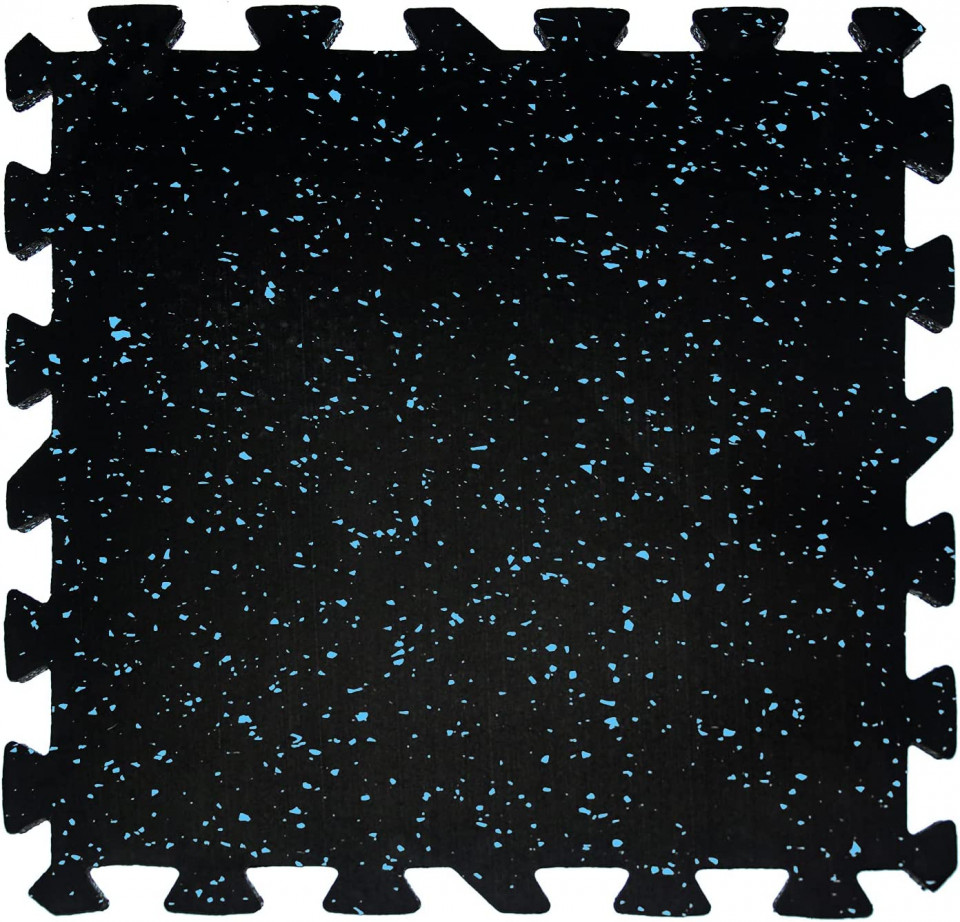 Set de 6 covorase interconectate Nisorpa, cauciuc, negru/albastru, 48,5 x 48,5 cm