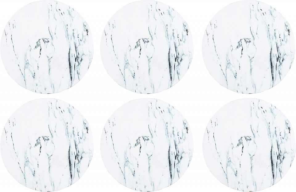 Set de 6 suporturi decorative pentru bauturi GE&BE, sticla, alb, 9 cm