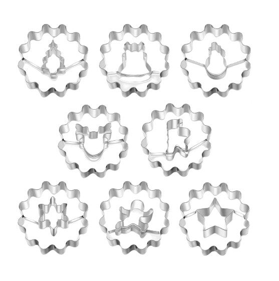 Set de 8 forme pentru biscuiti Gavbulie, otel inoxidabil, argintiu, 5,7 x 5,7 cm