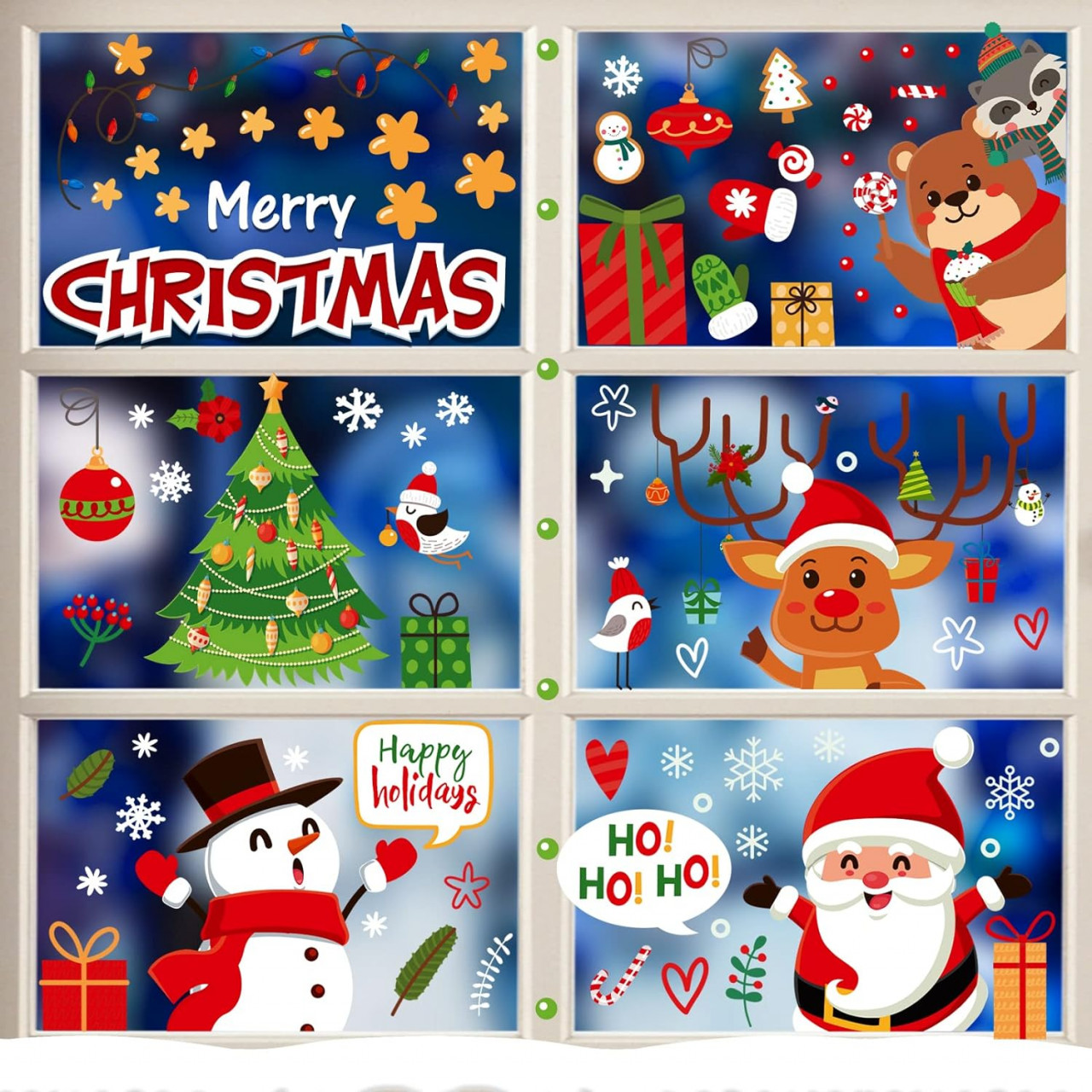 Set de 9 foi autocolante pentru Craciun Yuxes, PVC, multicolor, 30 x 21 cm