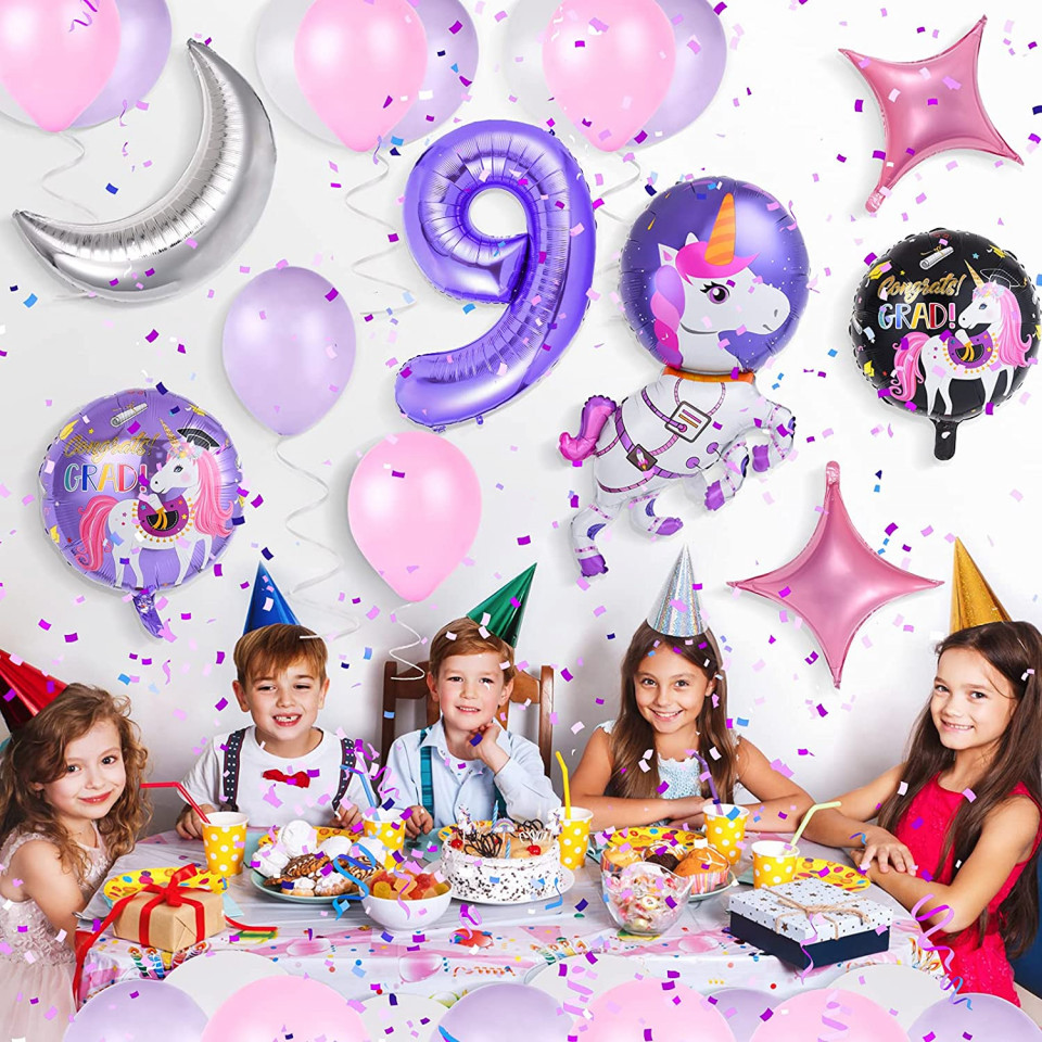 Poze Set de petrecere pentru 29 ani Colmanda, latex/folie, model unicorn, multicolor, 32 piese