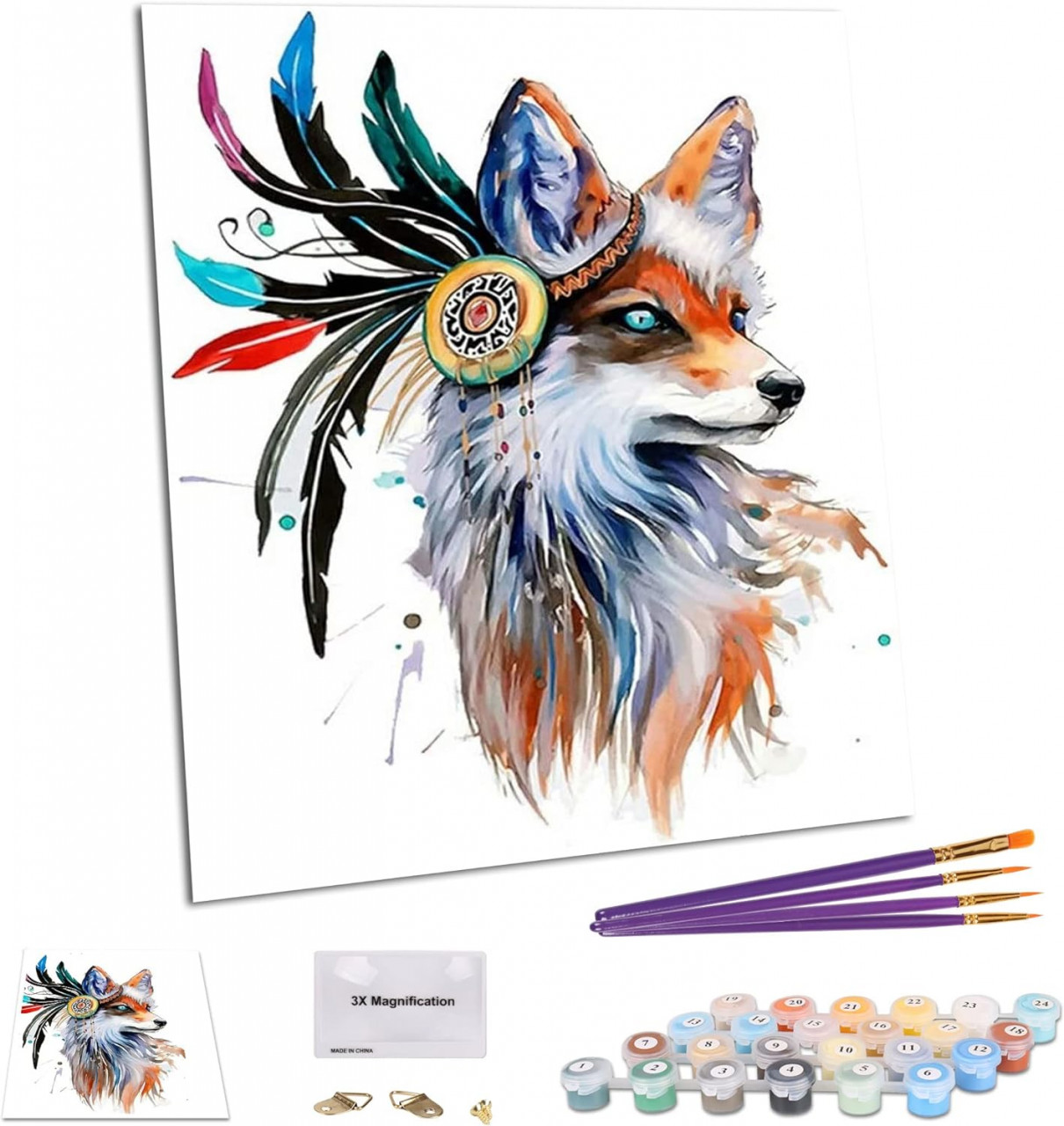 Set de pictura cu numere TAHEAT, model vulpe, multicolor, 40 x 50 cm