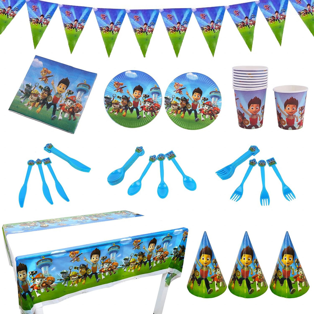 Set de vesela pentru petrecere Paw Dog Patrol CMDXBD, hartie, multicolor, 78 piese