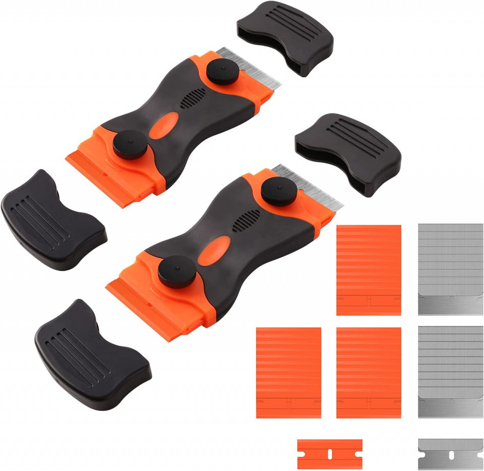 Set razuitor geam Pozlle, 2 piese, plastic, negru/portocaliu, 10,5 x 4,5 cm Arte și meșteșuguri 2023-09-28
