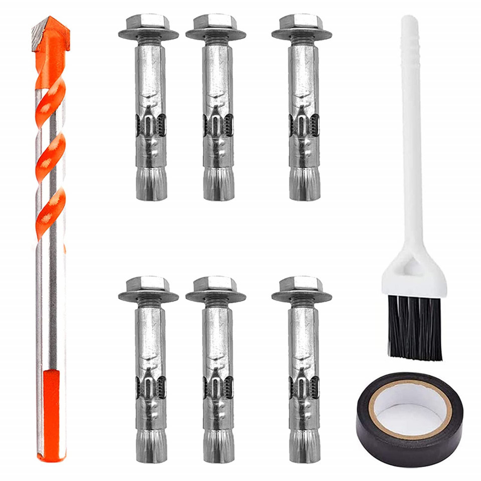 Set suruburi de expansiune cu burghiu, perie si banda Xingrun, otel inoxidabil, argintiu/portocaliu/alb, 9 piese