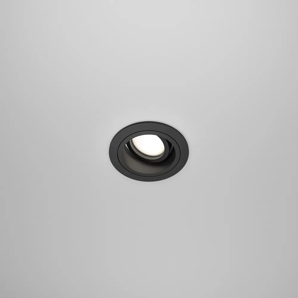 Spot mobil incastrat Maytoni Atom, 1xGU10, negru, rotund, IP20