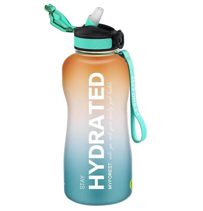 Sticla de apa Myforest, silicon, portocaliu/verde, 2.2 l