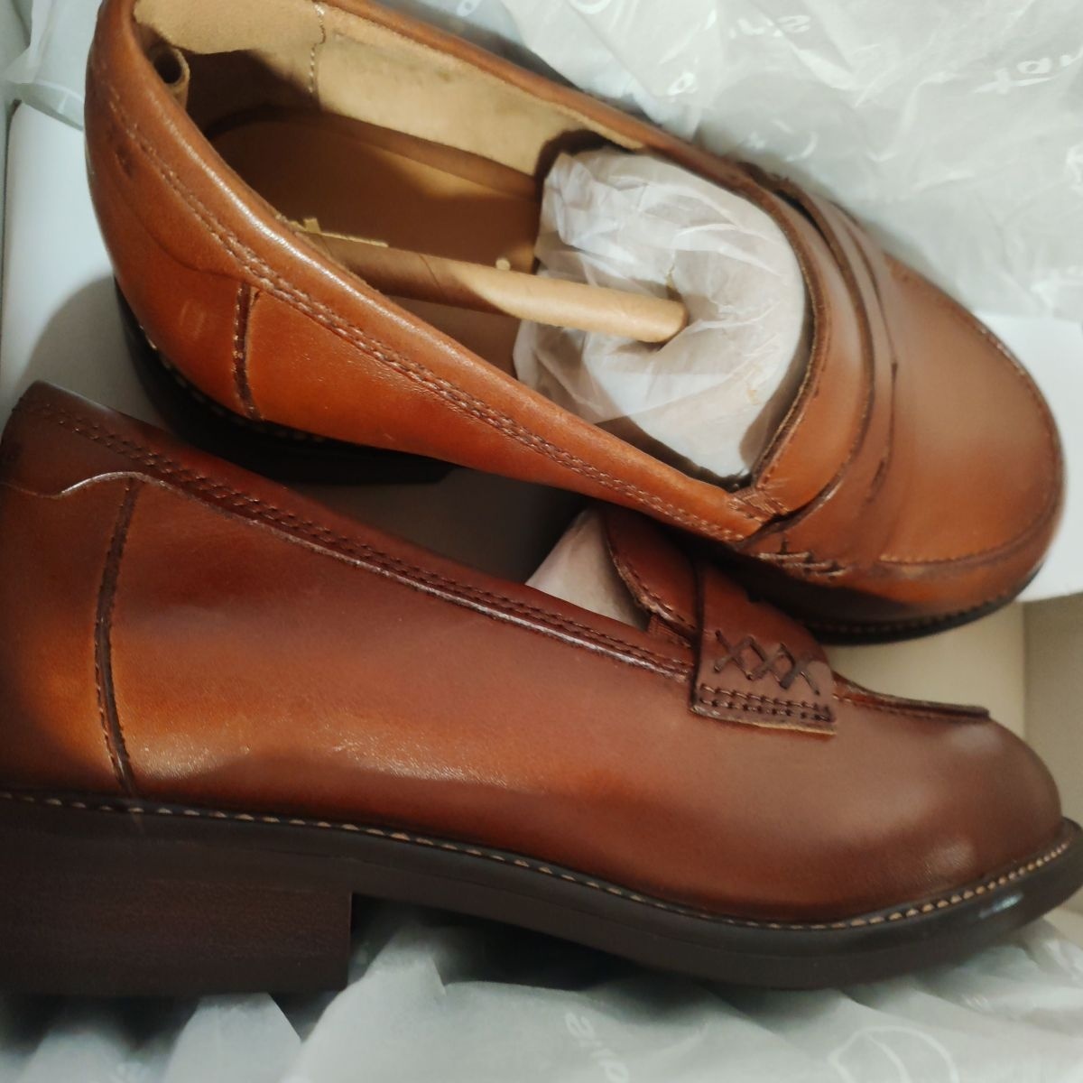 Tamaris, Pantofi loafer uni din piele, Maro scortisoara, 38, Resigilat, Grad A