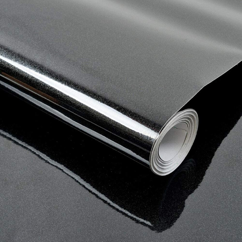 Tapet autoadeziv Decoroom, vinil, negru, 40 x 300 cm