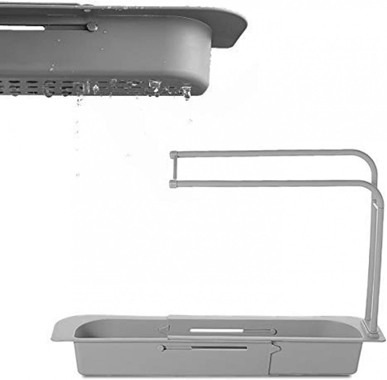 Tava chiuveta cu suport pentru lavete Litthing, polipropilena, gri, 39,3 x 8,3 x 27 cm