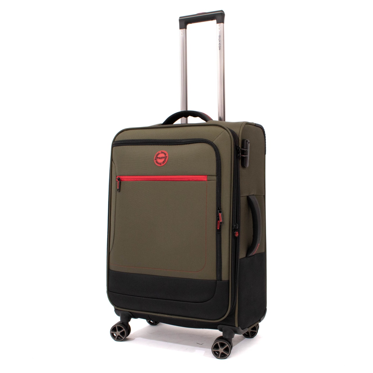 Troler Ella Icon Shadow cu 4 roti duble, Textil, 67x41x25 cm, Kaki
