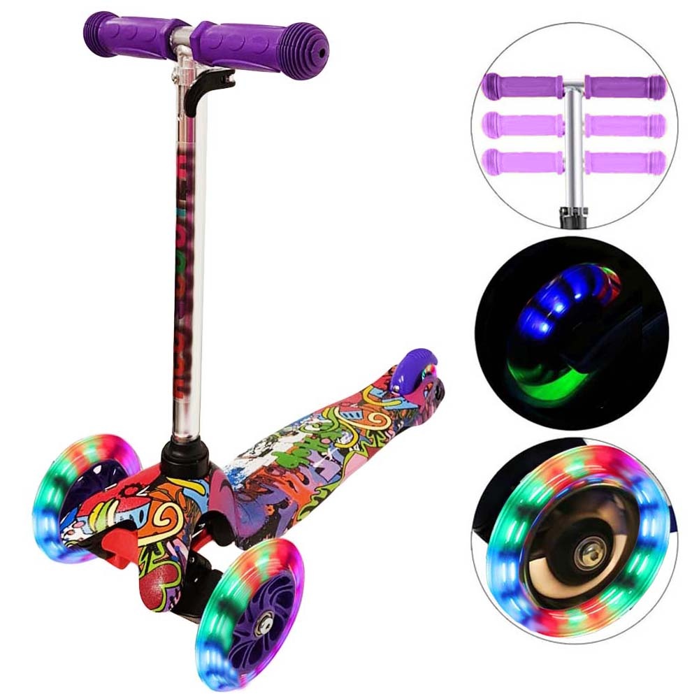 Trotineta cu 3 roti si luminite multicolore, Mov, PC 54-E