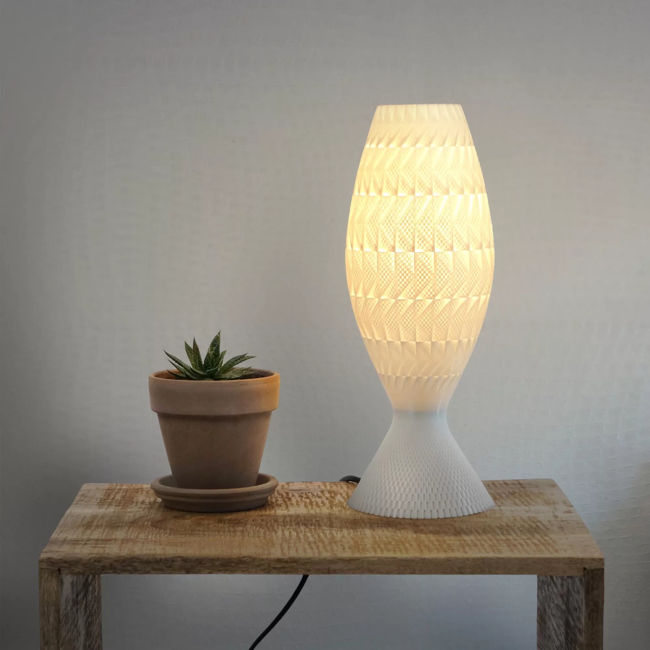 Veioza Tagwerk Fraktal 3D Print 1XE27 Alb