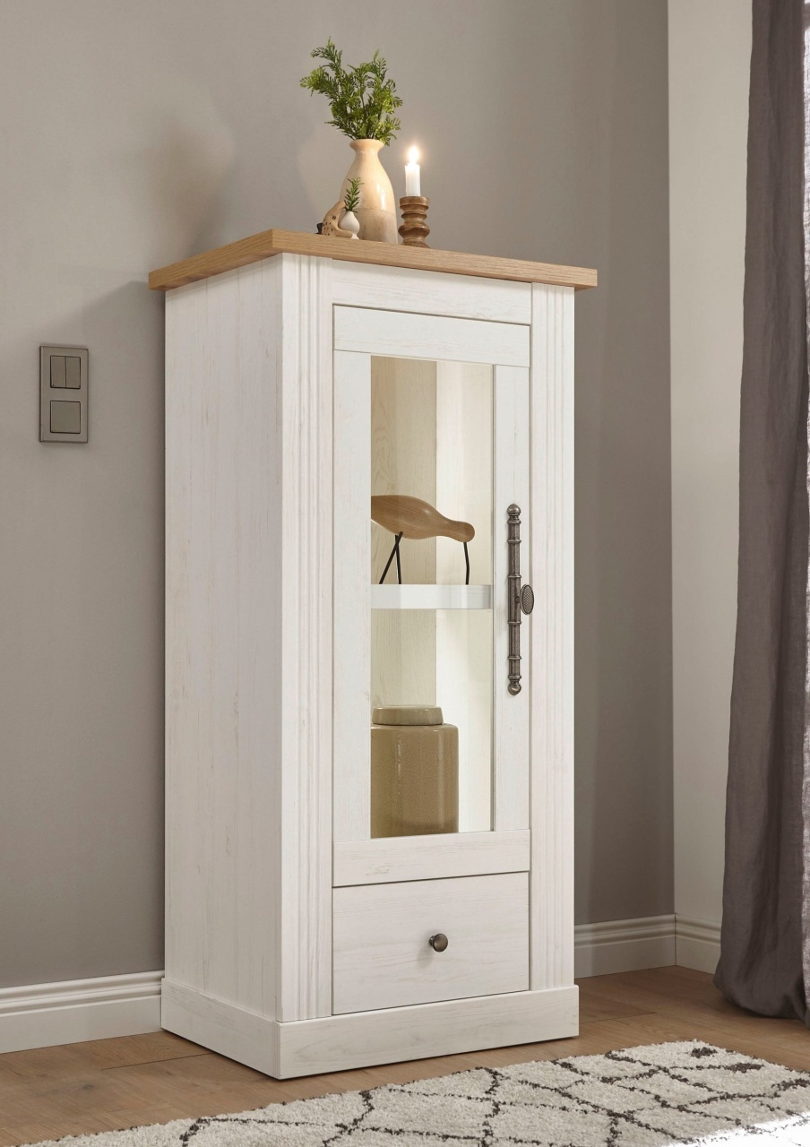Vitrina joasa Westmister, Alb-Natur, 58 cm latime