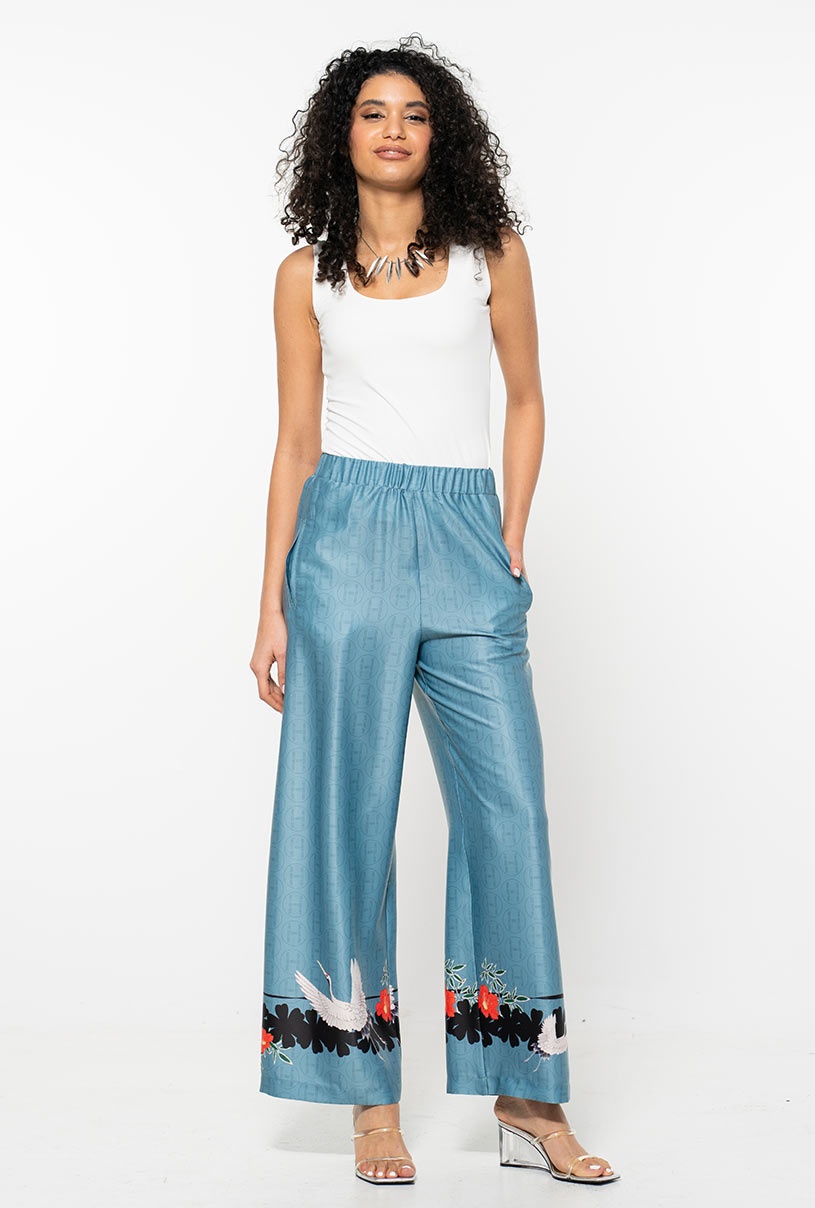 Blugi și pantaloni comozi pentru femei: Trenduri 2026 de la Hermosa 4 Pantaloni palazzo Dasha turcoaz Hermosa