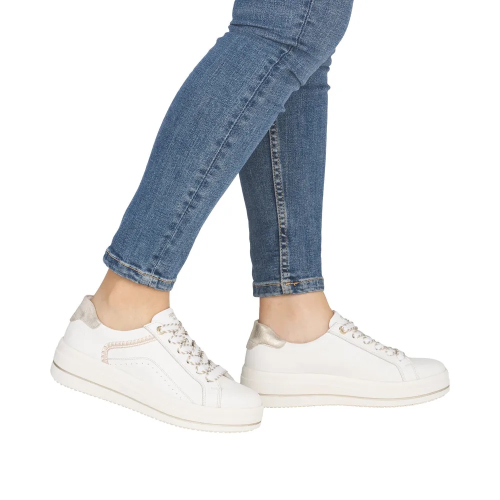 pantofi office dama comozi - Pantofi dama casual din piele naturala, Remonte D1C13-80, alb