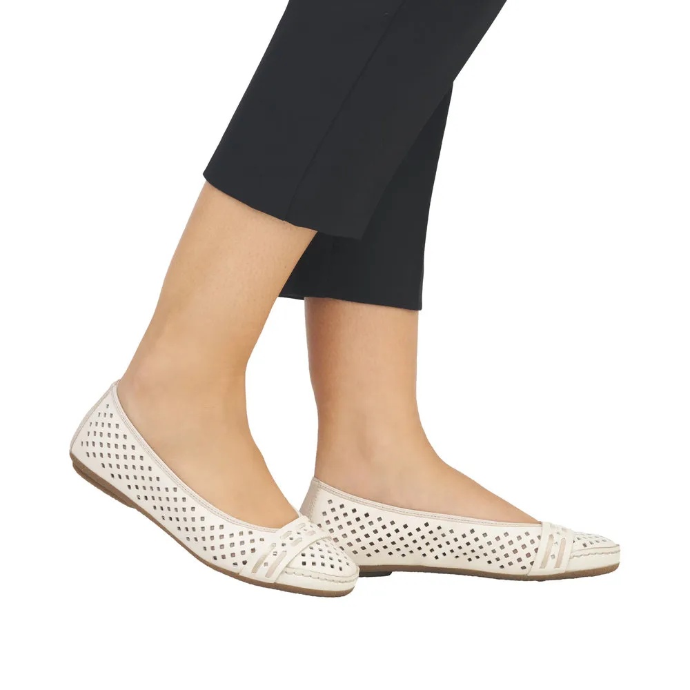 Balerini dama din piele naturala, Rieker 41430-60, bej