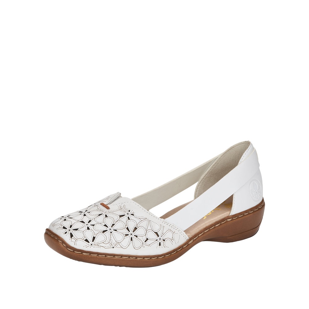 Pantofi dama Rieker 41356-80 din piele naturala, albi