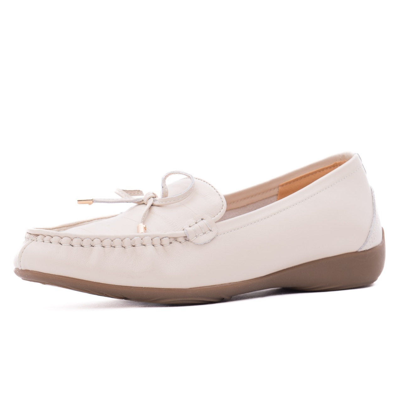 pantofi office dama comozi - Mocasini dama din piele naturala, PASS Collection N4D980001B 52-N, crem
