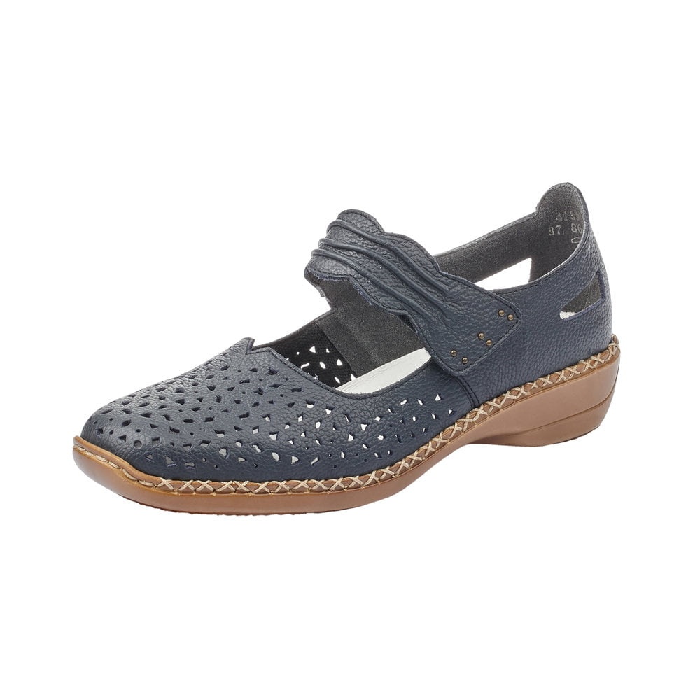 Pantofi dama de vara Rieker 41399-14 din piele naturala, bleumarin
