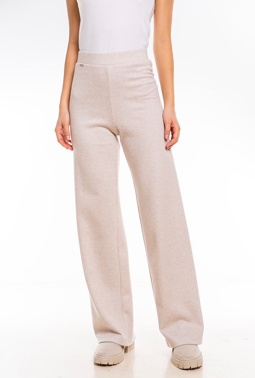 blugi vara 2026 - Pantaloni uni tricotati, ALANIA, crem