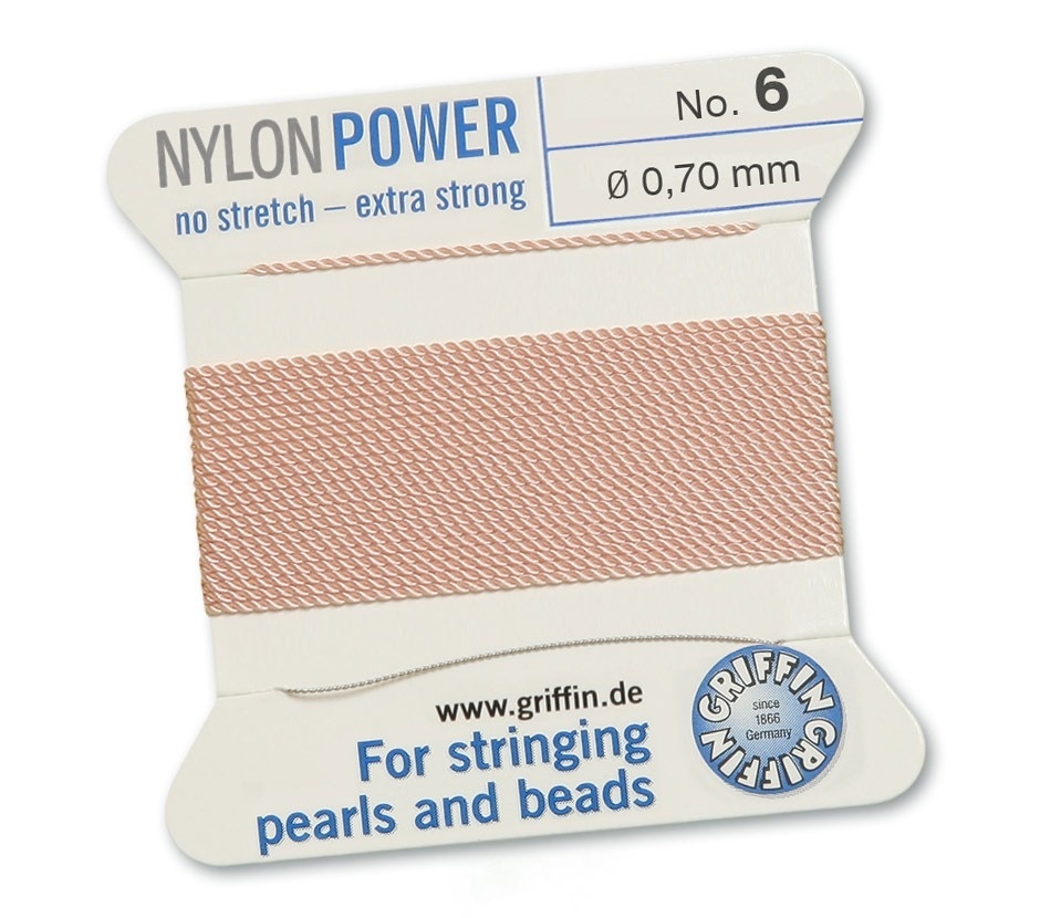 Ata pentru insirat Nylon Power 0.70mm - cu ac atasat - nude