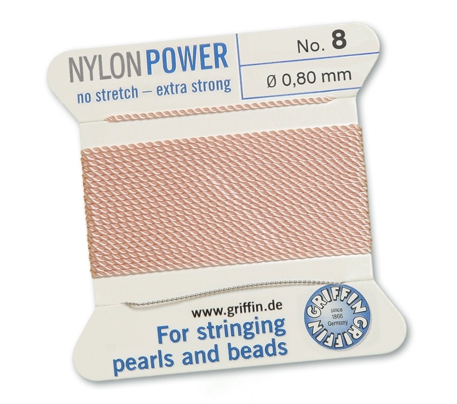 Ata pentru insirat Nylon Power 0.80mm - cu ac atasat - nude