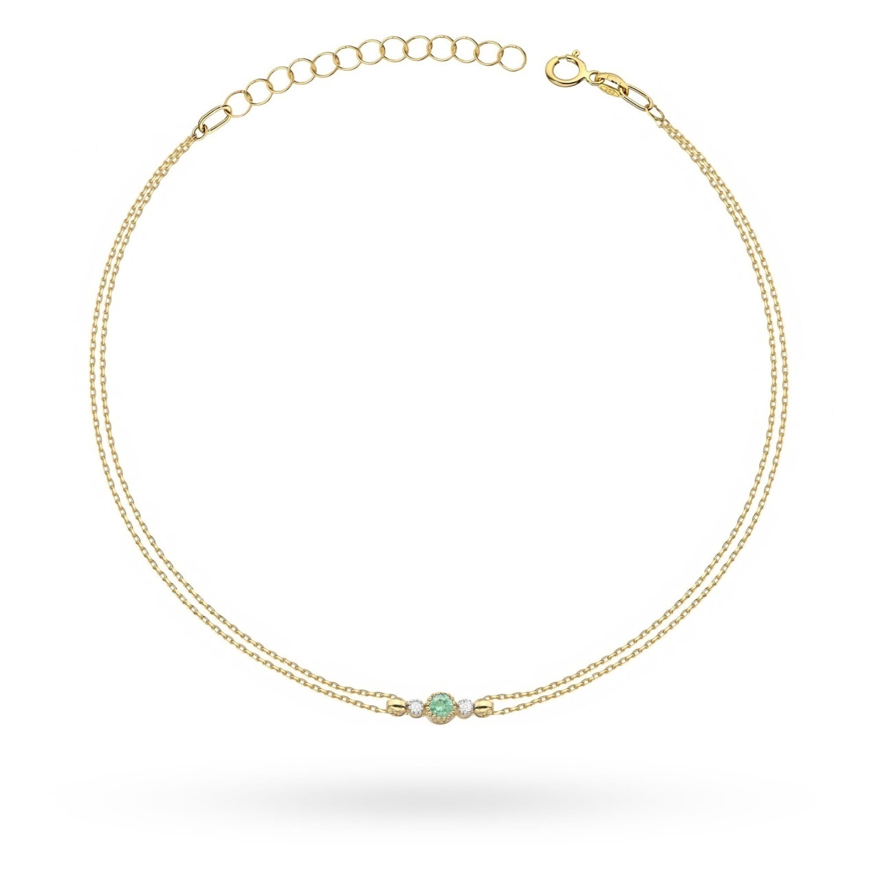 Bratara Aur 14K cu Smarald 0.15 ct si Diamante Naturale 0.03 ct