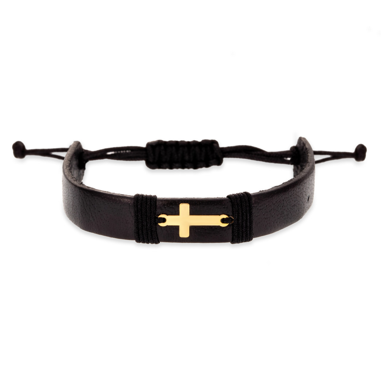 Bratara Cross din AUR 14K si Piele Naturală