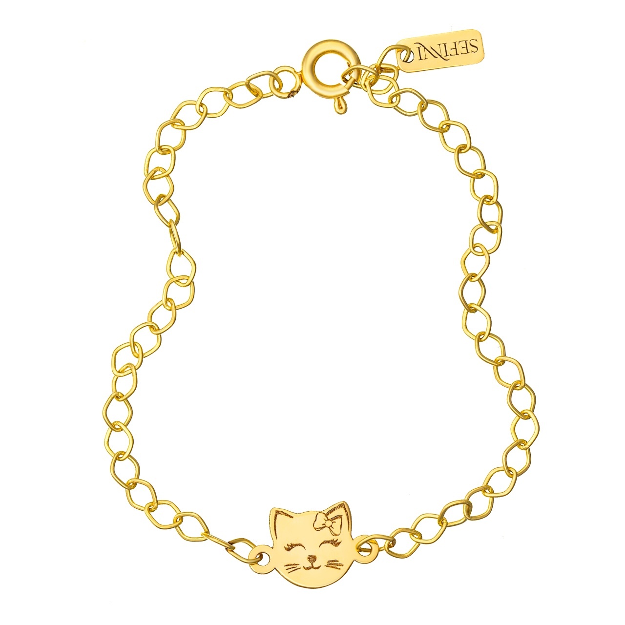 Bratara pentru copii - Pussycat cu zale din AUR 14K