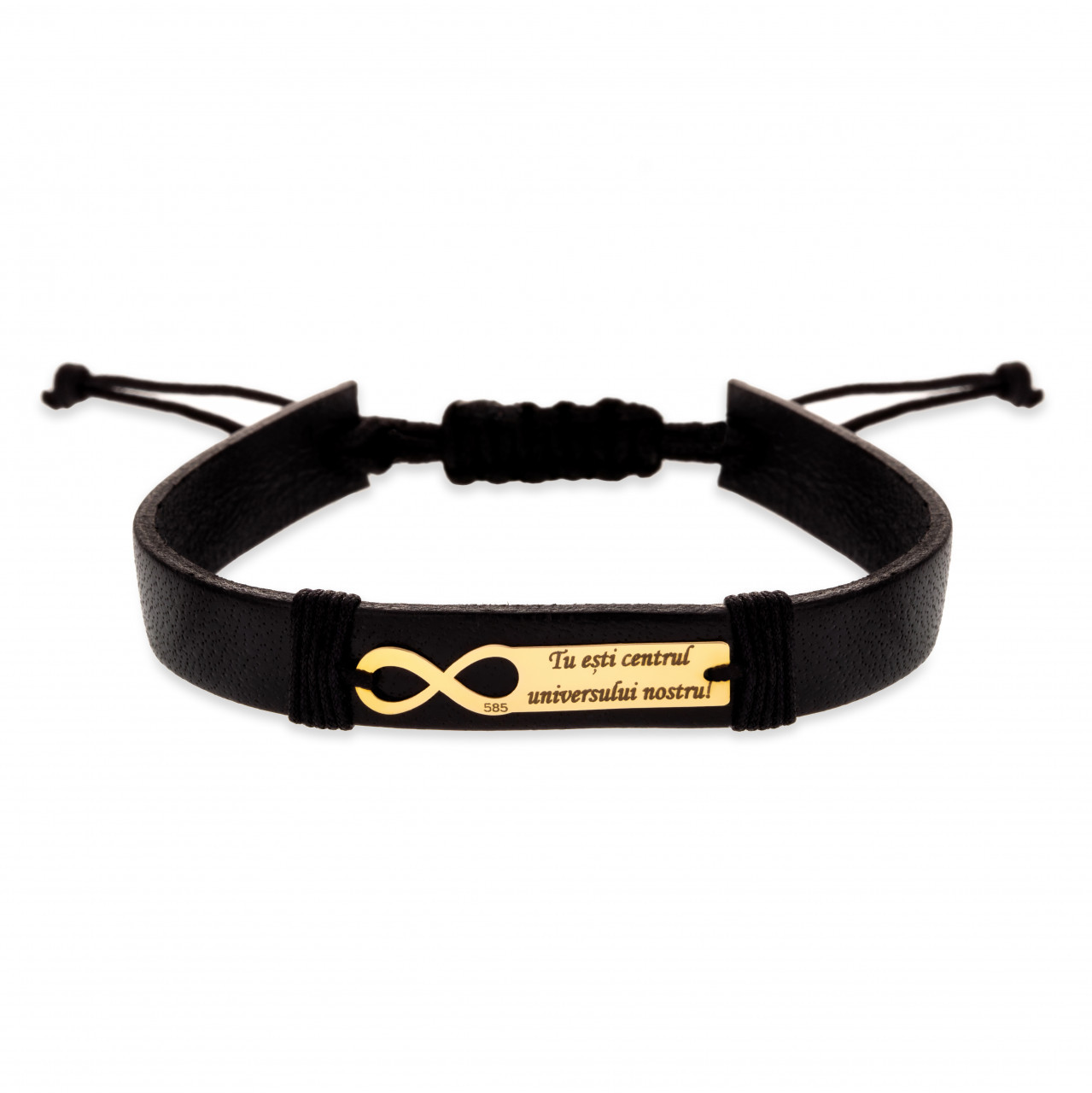 Bratara To Infinity Message din AUR 14K si Piele Naturală