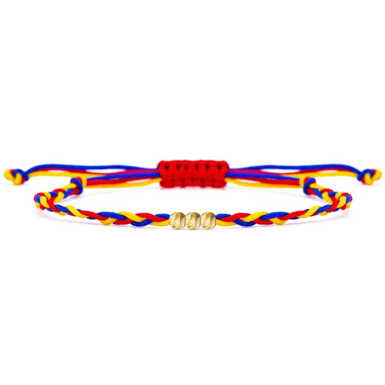 Brățară Trio România Tricolor cu biluțe din AUR 14K