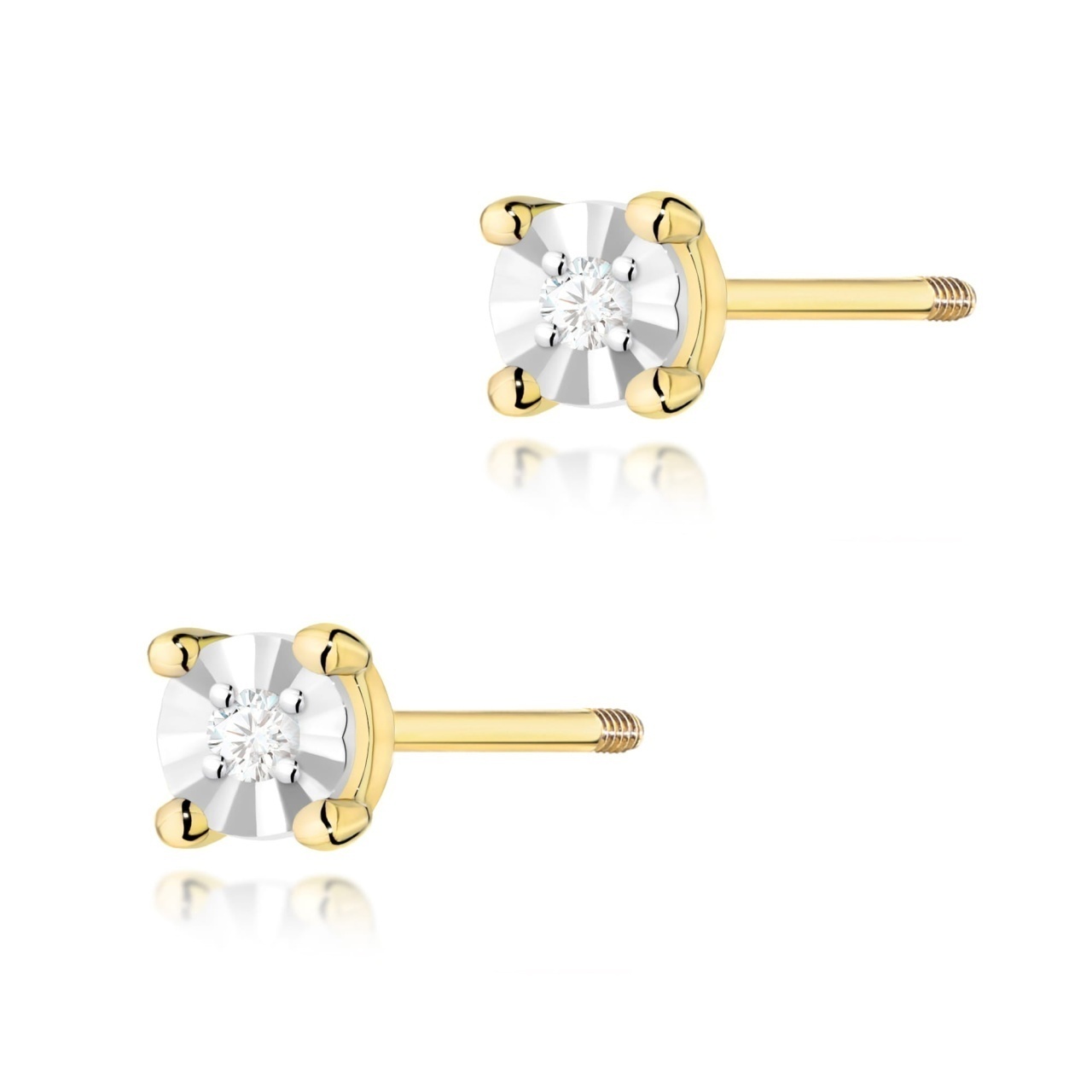 Cercei Aur 14K cu Diamant Natural 0.01 ct Filet cu Protectie