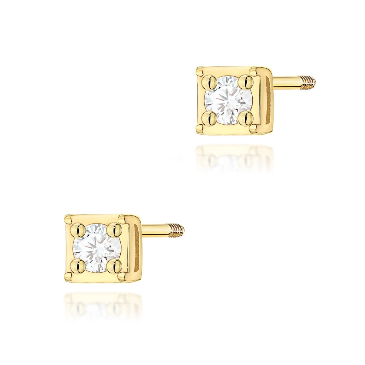 Cercei Aur 14K cu Diamant Natural 0.03 ct Filet cu Protectie