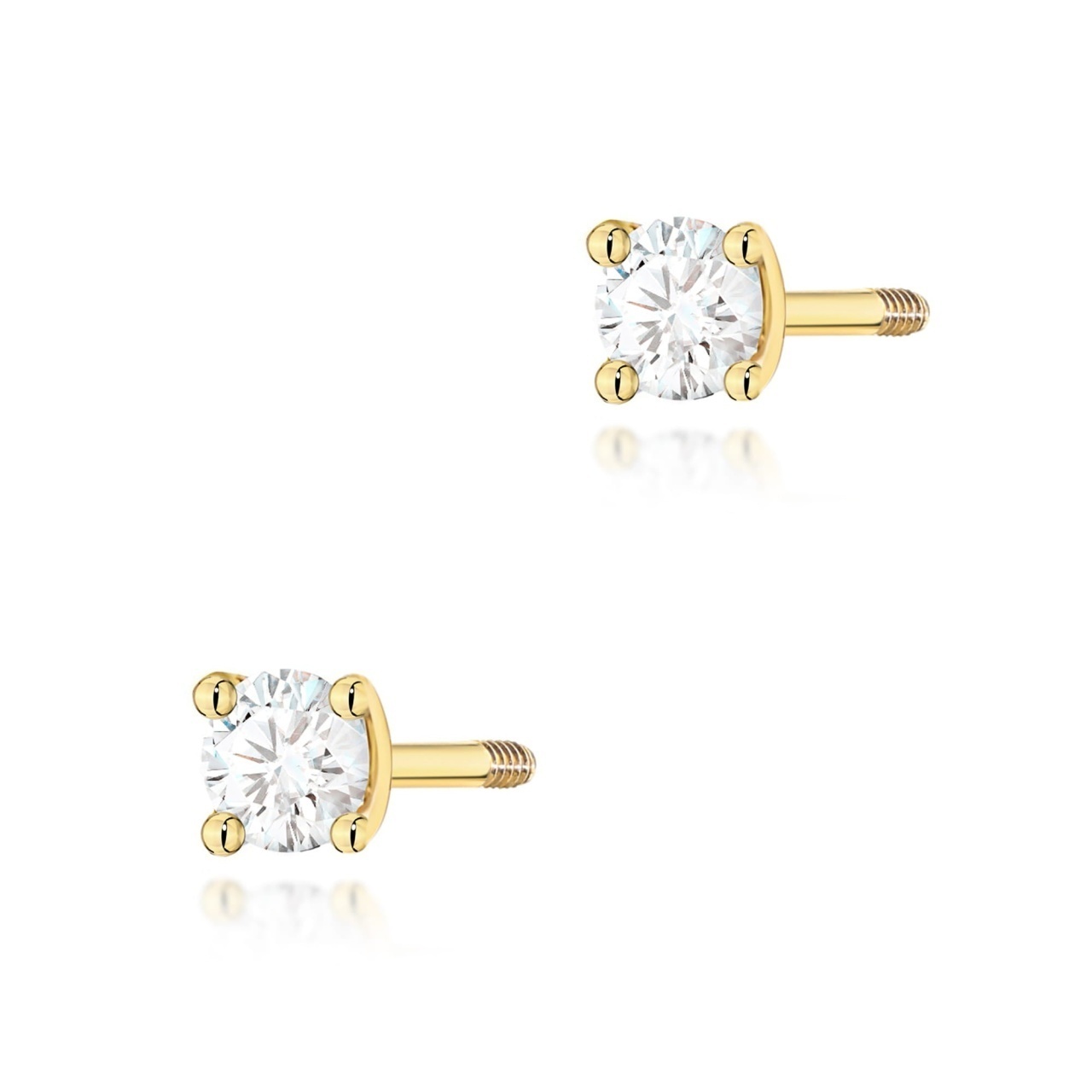 Cercei Aur 14K cu Diamant Natural 0.04 ct Filet cu Protectie