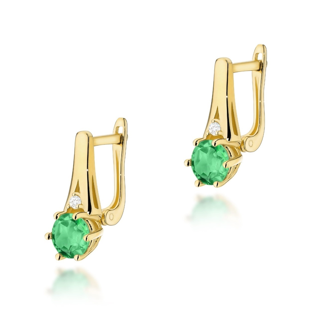 Cercei Aur 14K cu Smarald 0.50 ct si Diamante Naturale 0.03 ct