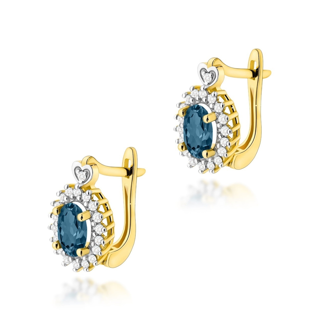 Cercei Aur 14K cu Topaz London Blue 0.50 ct si Diamante Naturale 0.19 ct