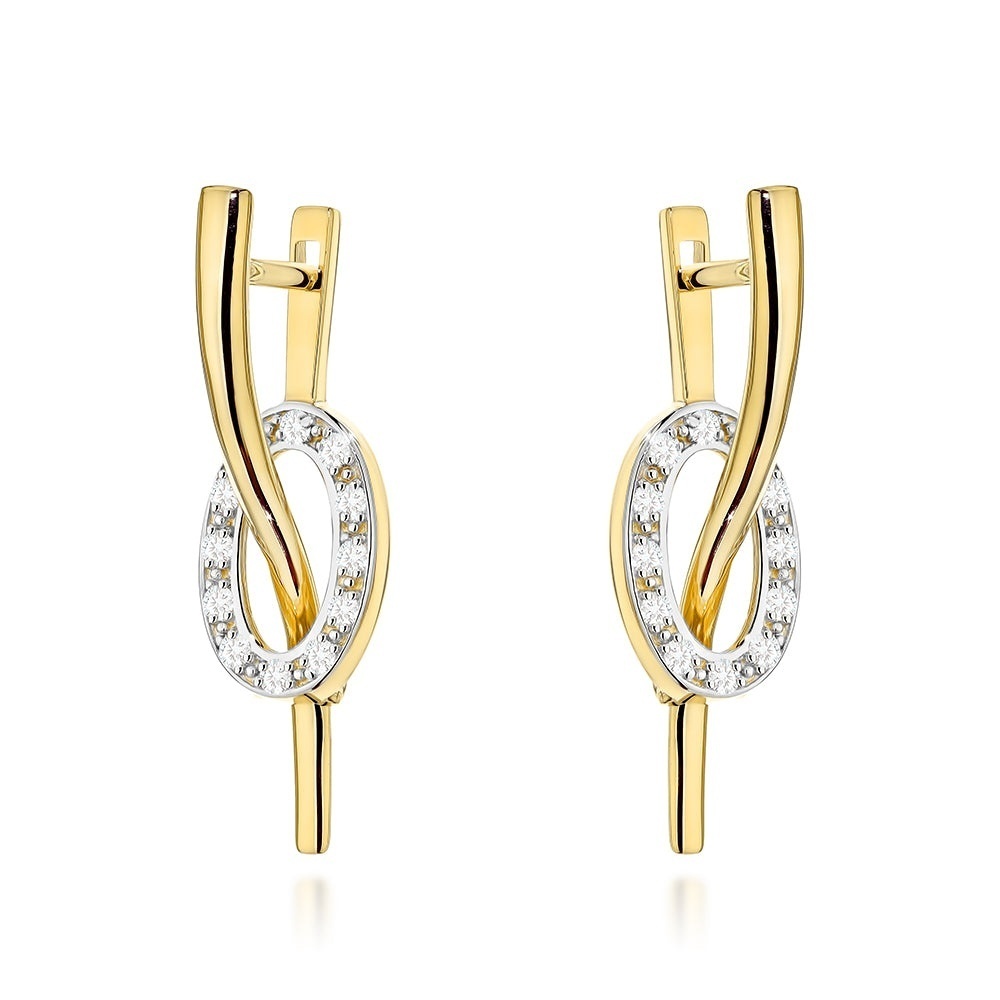 Cercei Aur 14K Val și Oval cu Zirconii