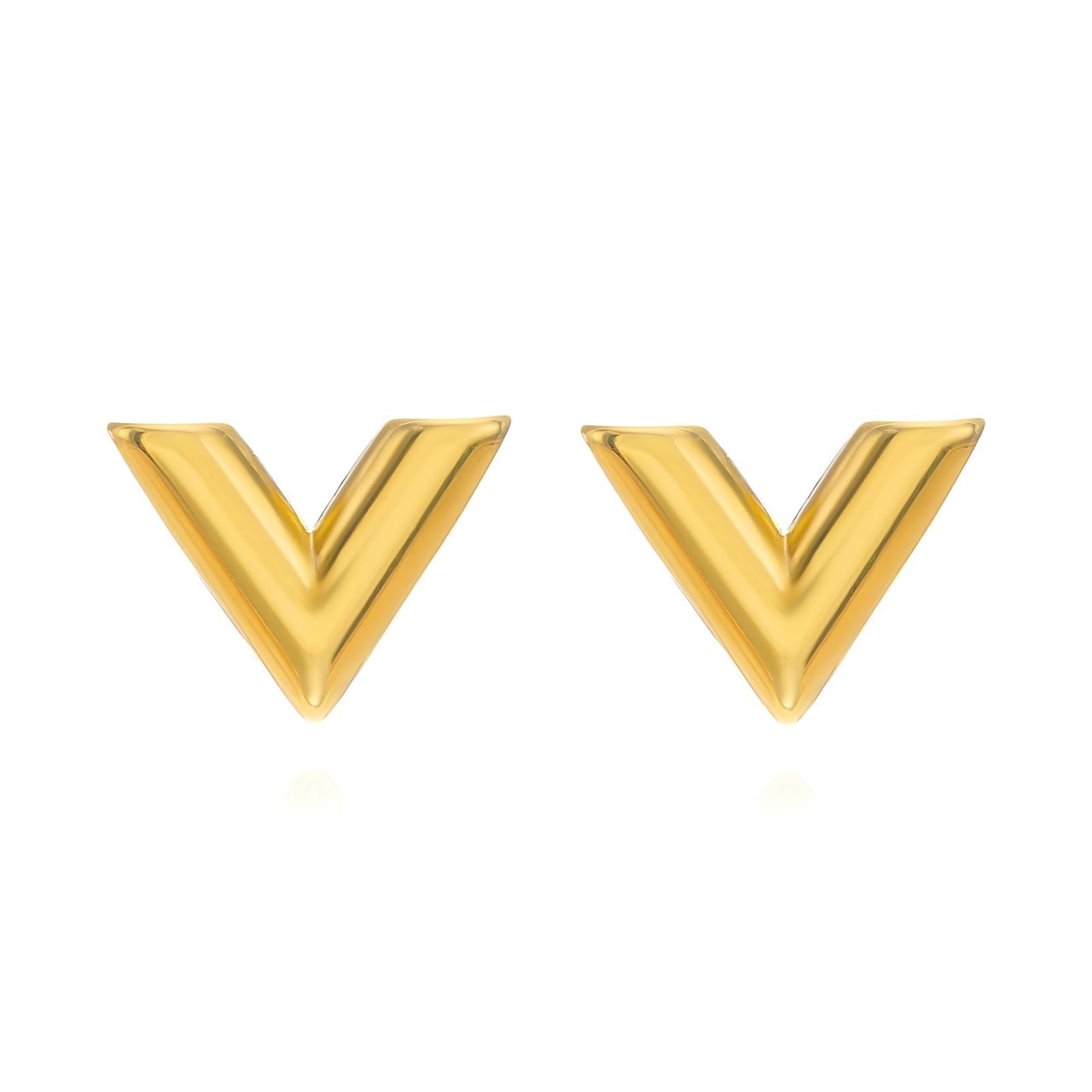Cercei V Style din Inox placat cu AUR 18K
