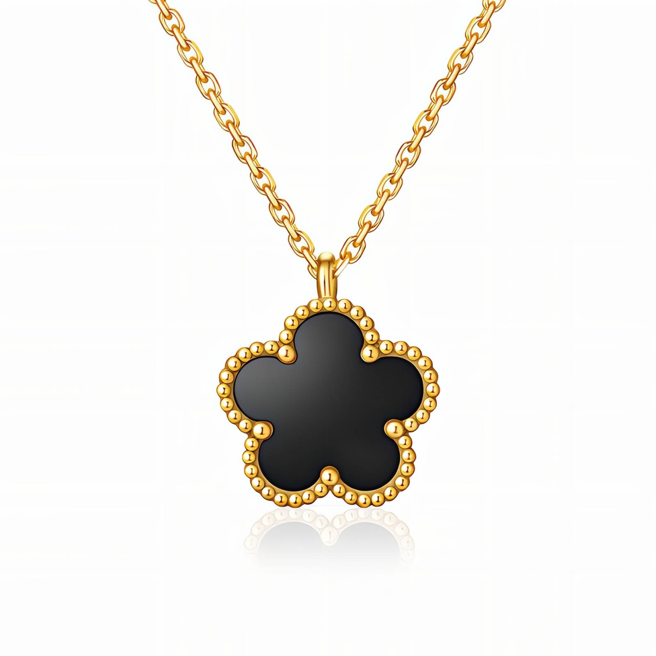 Colier Black Flower din Inox Placat cu Aur