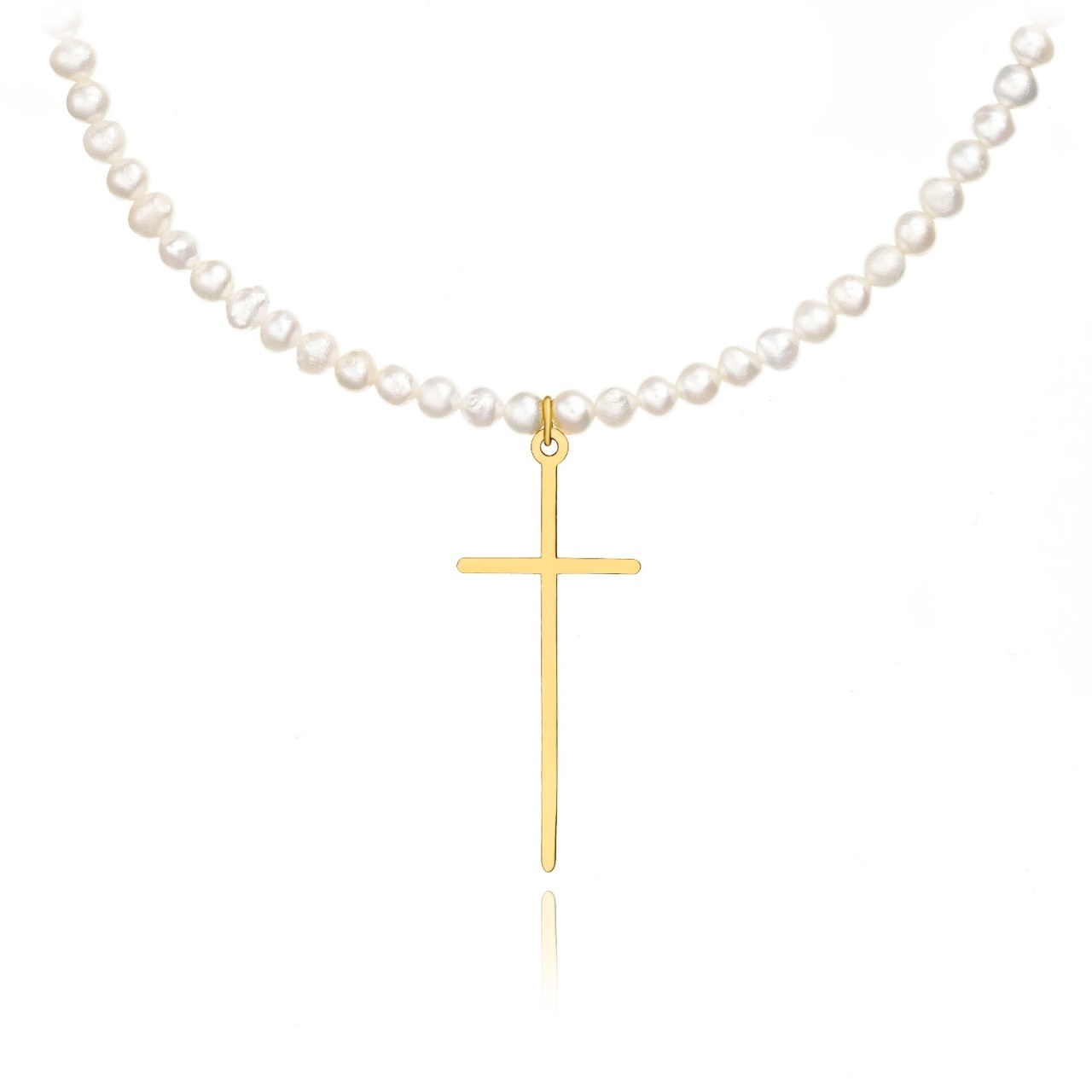 Colier Oh My Pearls cu Perle de cultura și cruce din AUR 14K
