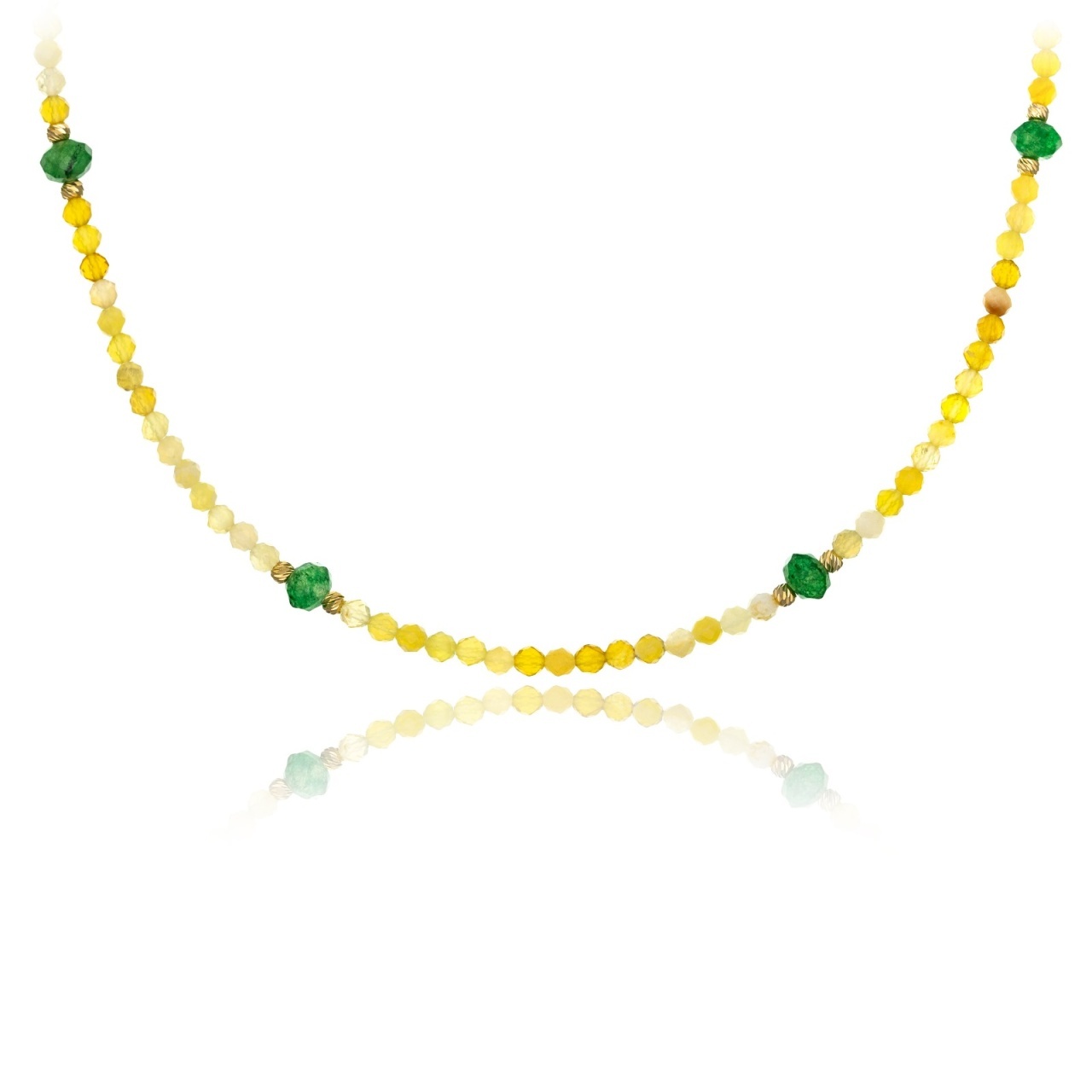 Colier Opalite din AUR 14K cu Opal si Jad