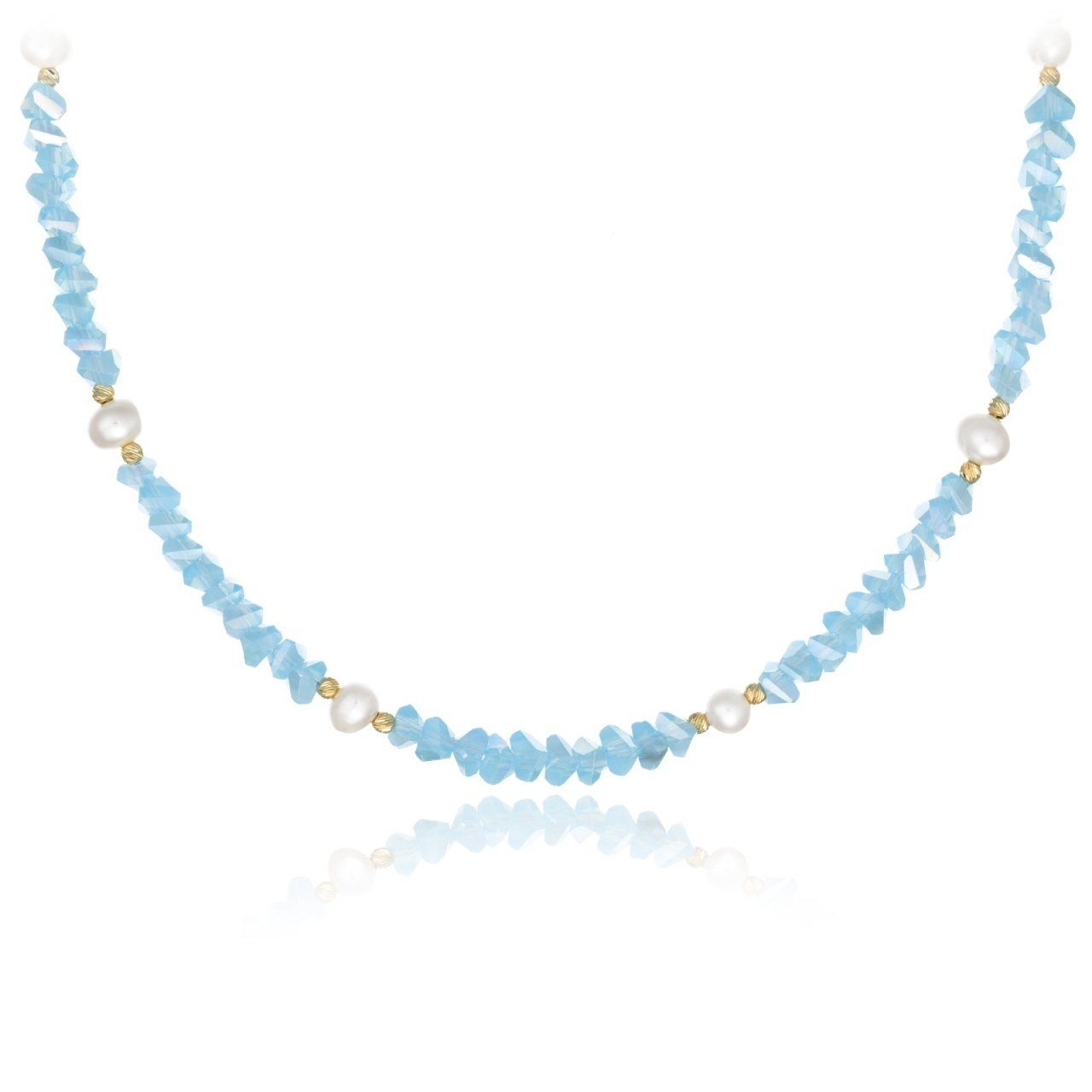 Colier Triangle Crystal Blue din AUR 14K