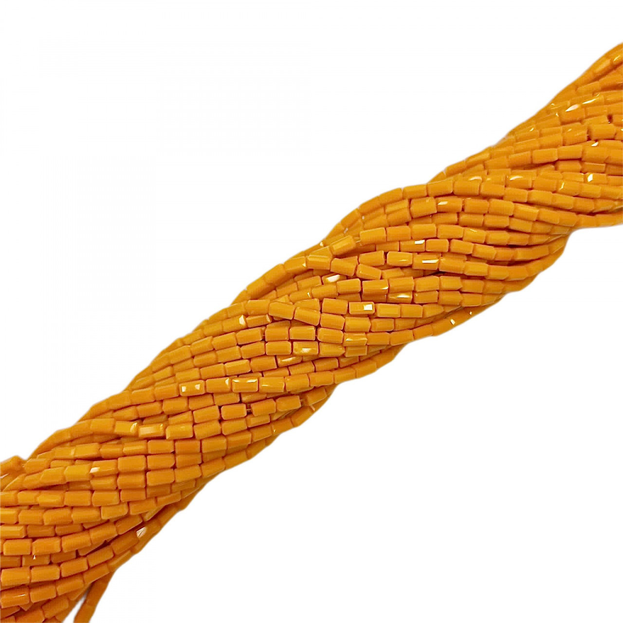 Cristale dreptunghiulare 2x4 mm - șirag aprox 100 bucăți - portocaliu