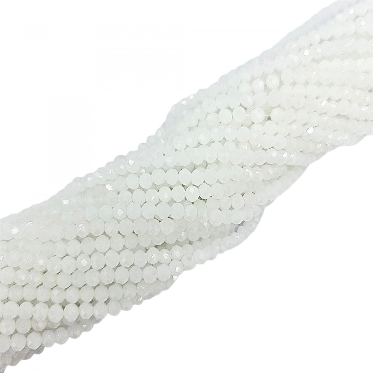 Cristale rondele fațetate de 4 mm - șirag aprox 130 bucăți - alb opalescent