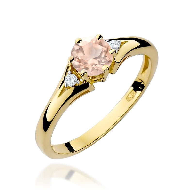 Inel Aur 14K cu Morganit 0.40 ct si Diamante Naturale 0.03 ct